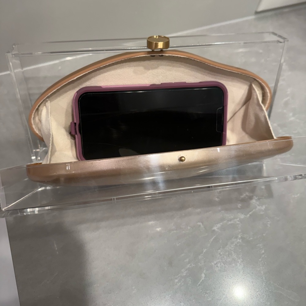 CULT GAIA Metallic Gold Clutch Enclosed In Acrylic-LOWEST PRICE AROUND - Picture 5 of 13
